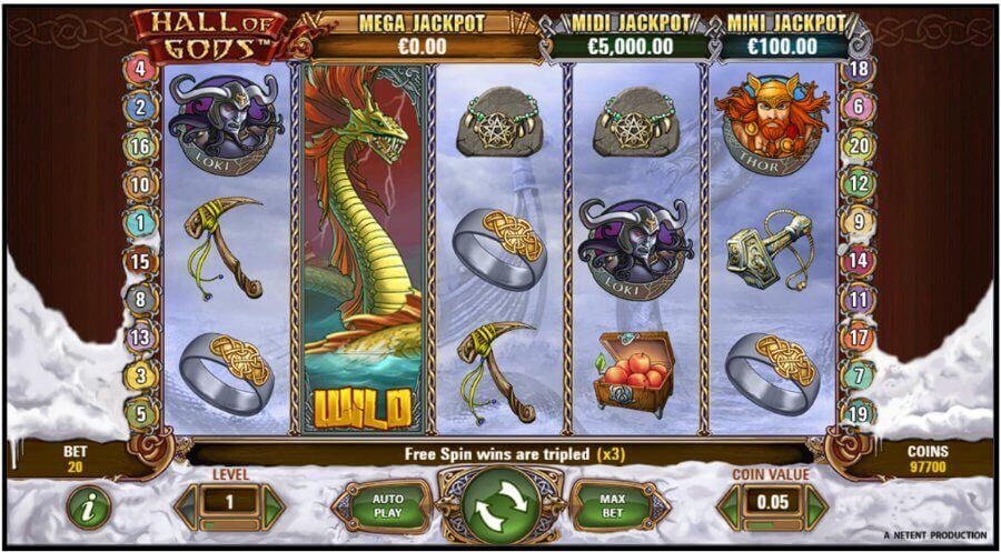 Jackpot de la tragamonedas Hall of Gods