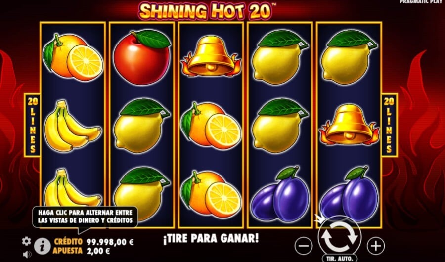 Pantalla de juego Shining Hot 20